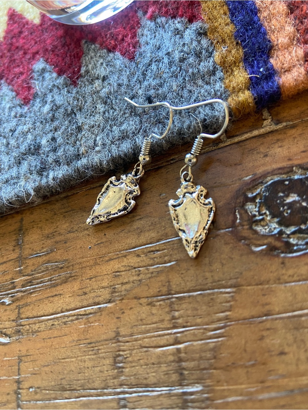 Antiqued Silver Arrowhead Drop Earrings